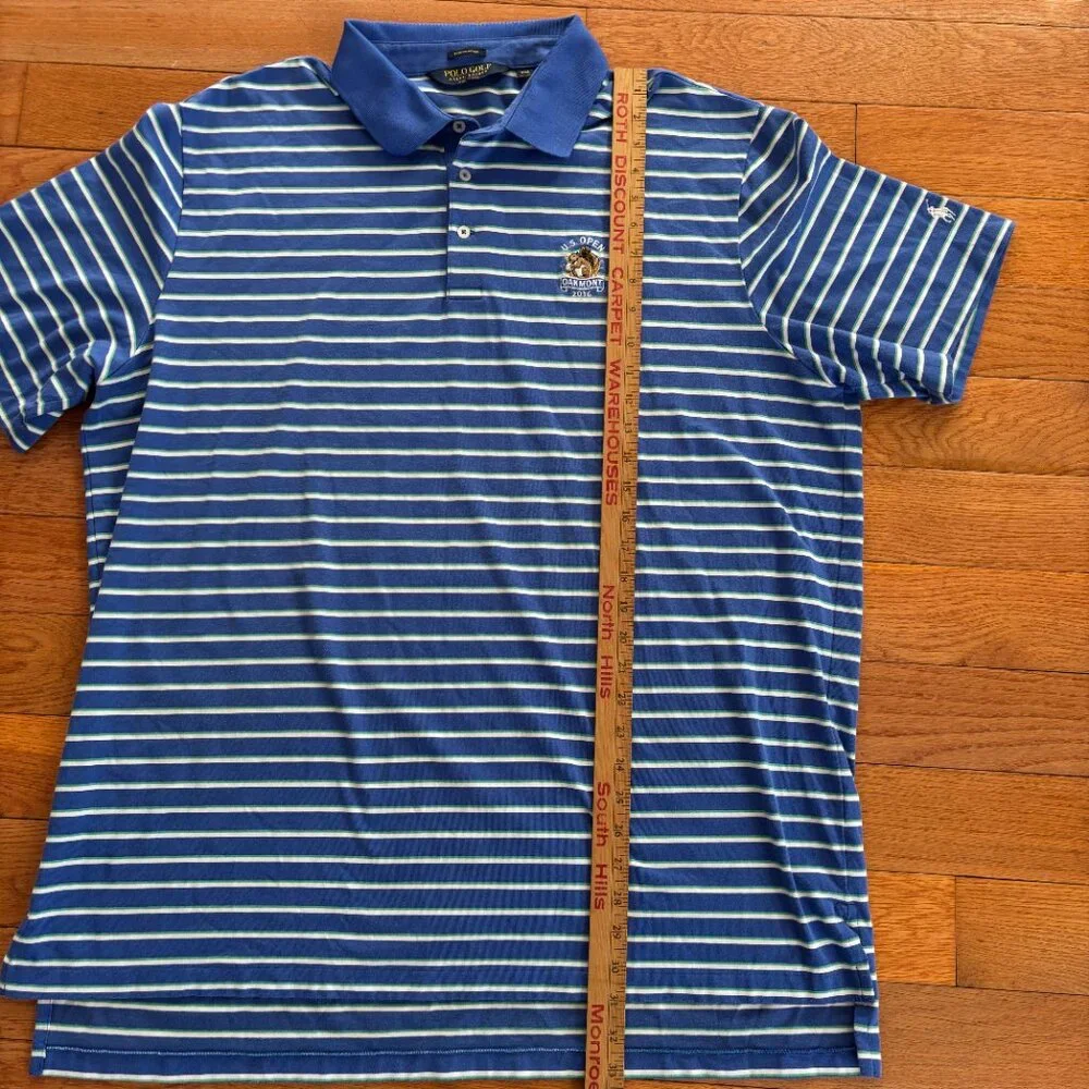 Polo Golf Ralph Lauren Shirt Mens XXL Performance Striped U.S. Open Oakmont Pony